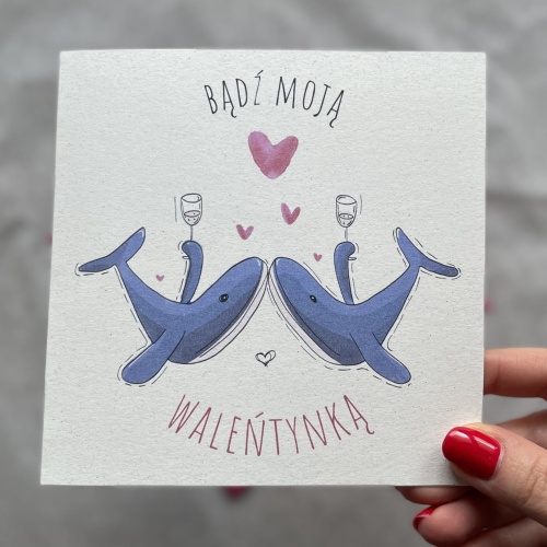 Kartka walentynkowa z waleniami