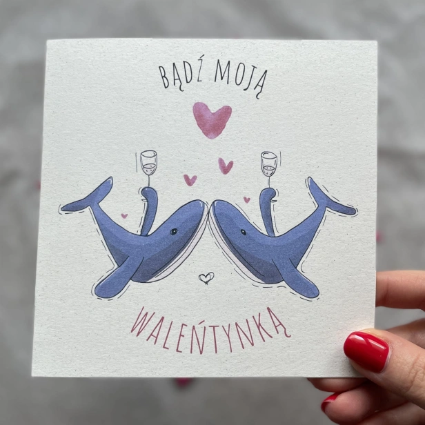 Kartka walentynkowa z waleniami