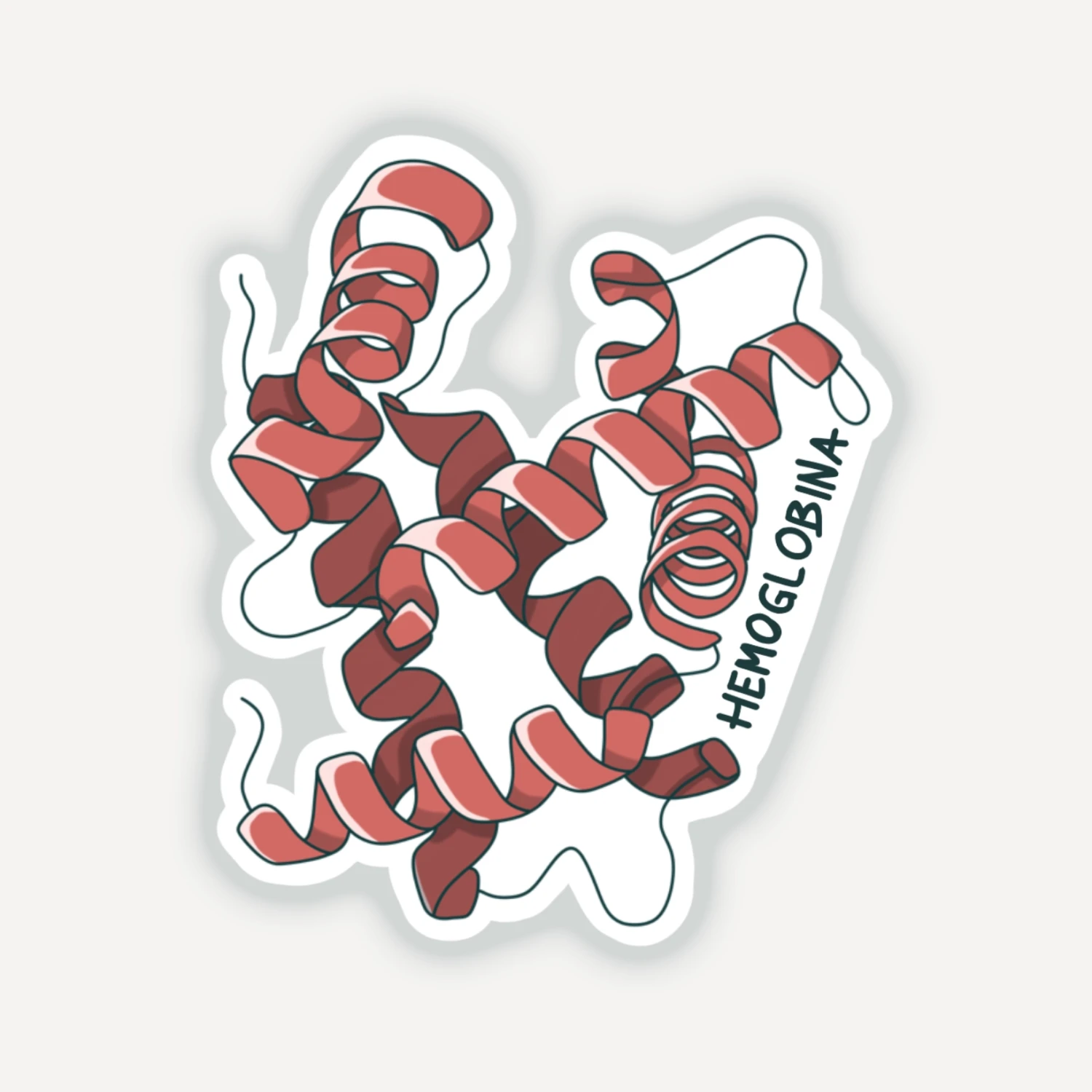Biologiczna ilustracja struktury białka hemoglobiny na matowej naklejce winylowej