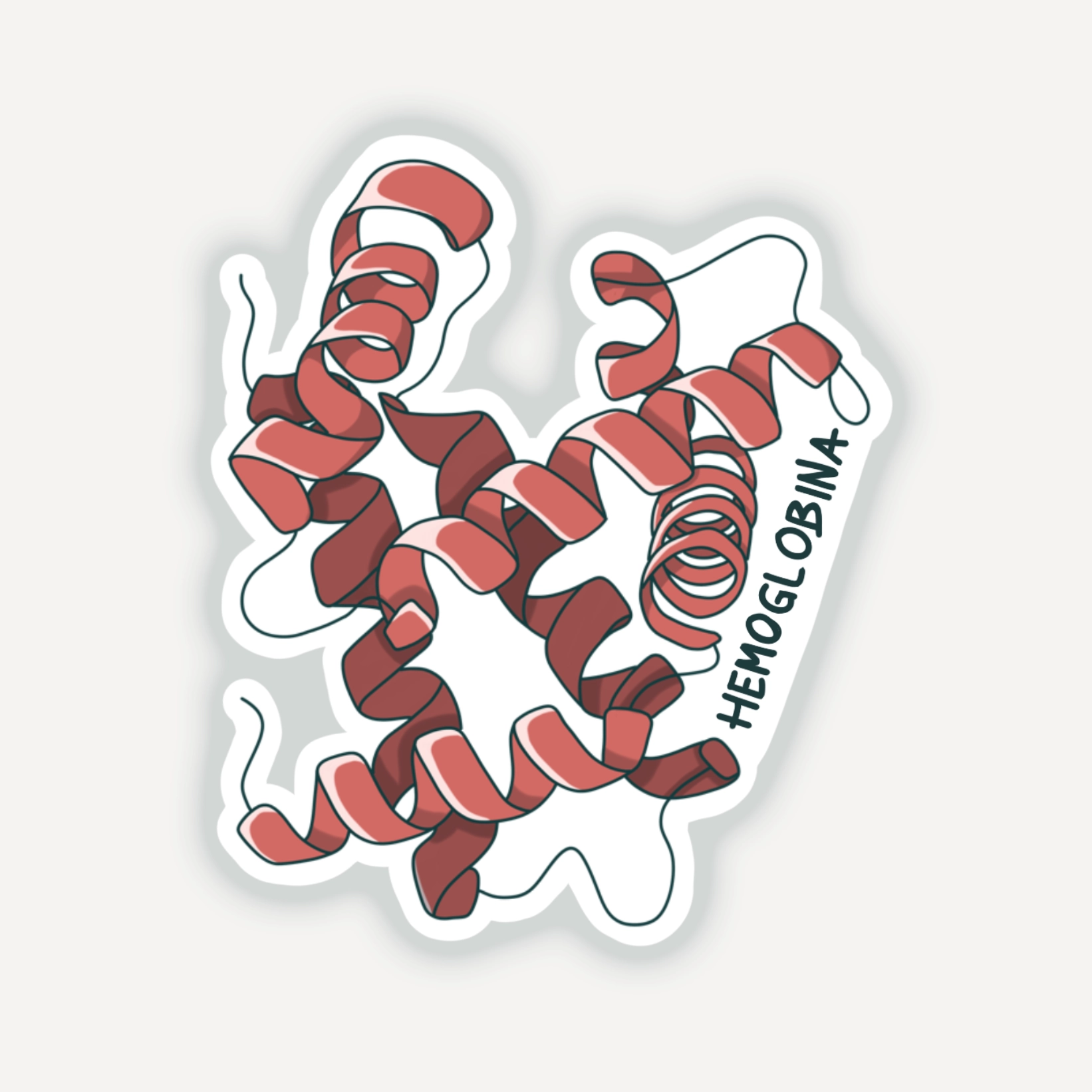 Biologiczna ilustracja struktury białka hemoglobiny na matowej naklejce winylowej